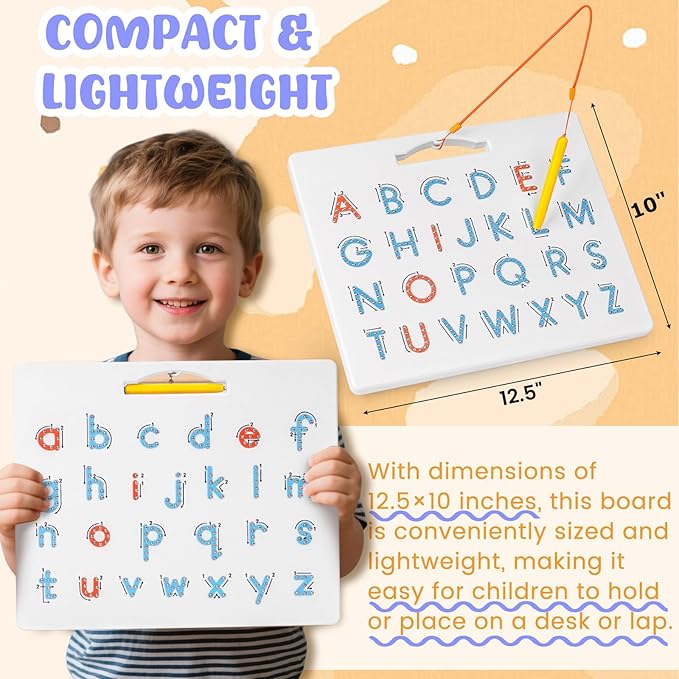 LovesTown Double Sided Magnetic Alphabet Tracing Board ABC Letter Learning Toy with Magnets Educational Writing Practice for Preschool Toddlers (Pack of 2)
