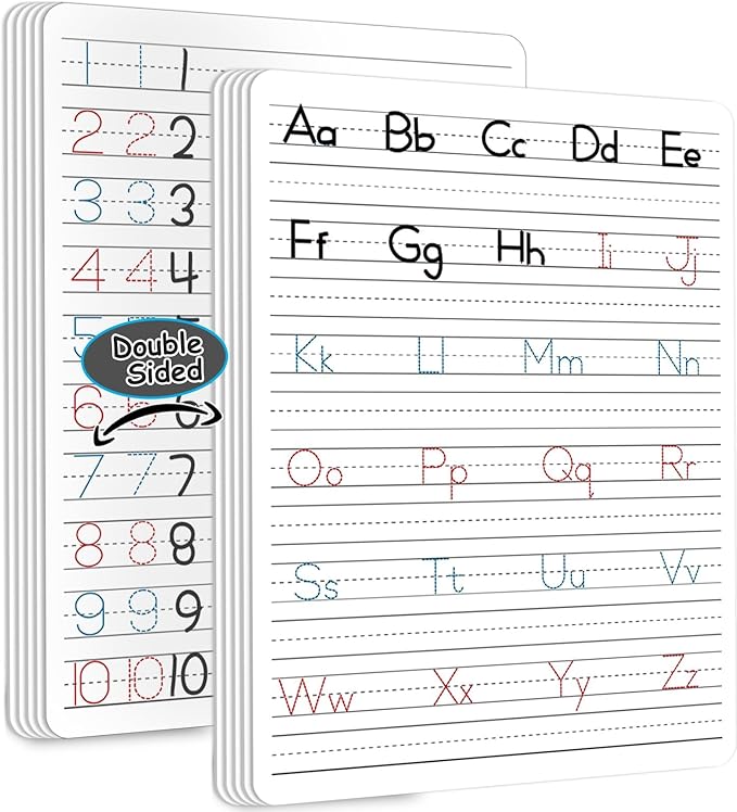 24pcs Dry Erase Board with Lines Handwriting Practice Letter Alphabet Tracing Thickened Whiteboard Must Haves Double Sided Teacher Tool Portable Drawing 12" x 9"