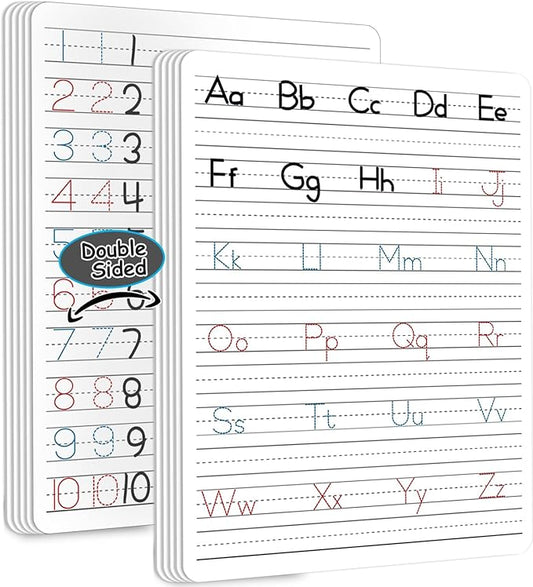 24pcs Dry Erase Board with Lines Handwriting Practice Letter Alphabet Tracing Thickened Whiteboard Must Haves Double Sided Teacher Tool Portable Drawing 12" x 9"