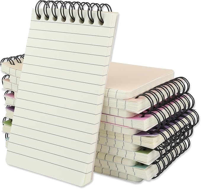 12 Pack Pocket Notebooks, 3x5 Small Notepads, Mini Spiral Notebooks, 60 Sheets/120 Pages,Lined College Ruled Paper, Memo Pads for Home, Office, School or Travel (Colorful)