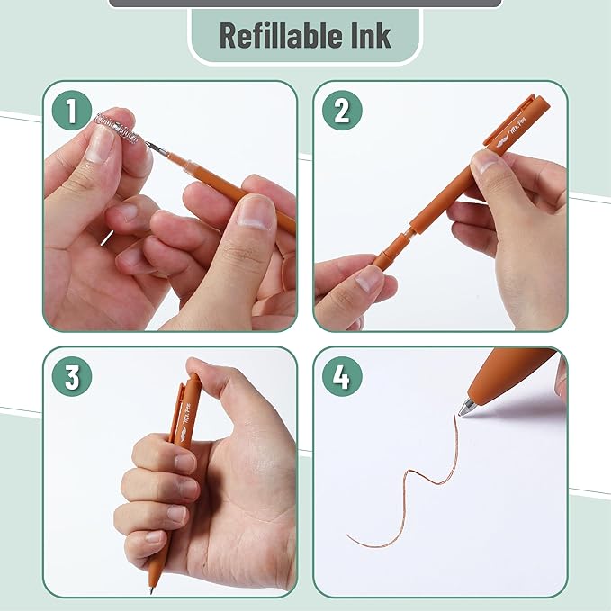 Mr. Pen- Retractable Gel Pens, 12 Pack, Assorted Color Ink, Fine Point 0.7mm, Fast Dry, Smooth Writing, Cute Pens for Drawing, Writing Planner and School Supplies