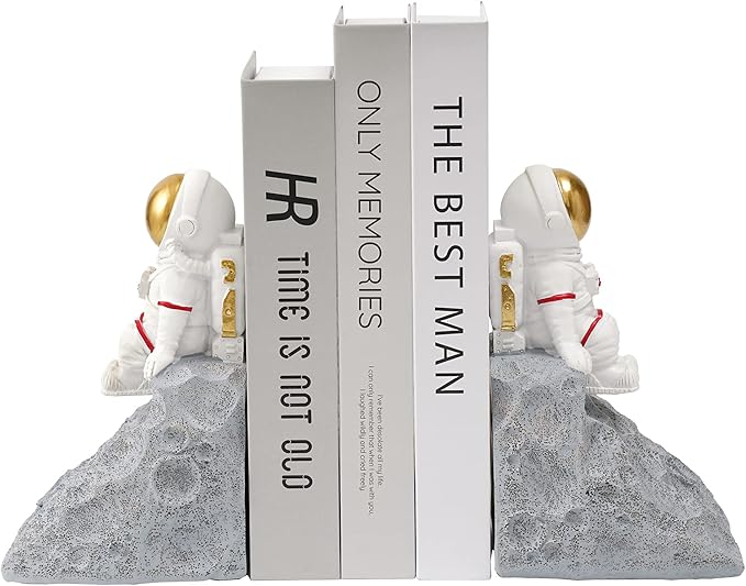 Astronaut Book Ends to Hold Books, Astronaut Decor, Space Themed Bedroom, Desktop, Bookcase Decor - Gifts for Space Lovers
