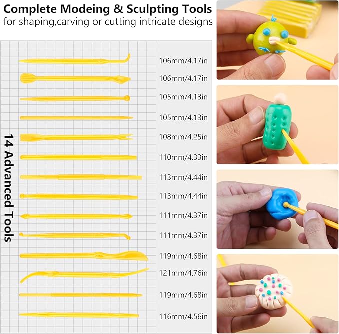 CiaraQ Polymer Clay 86 Colors Starter Kit - Oven Bake Modeling Clay for Kids & Artists, Non-Sticky DIY Clay with Sculpting Tools, Fun Gift for Children Ages 4+, 4.4 lb