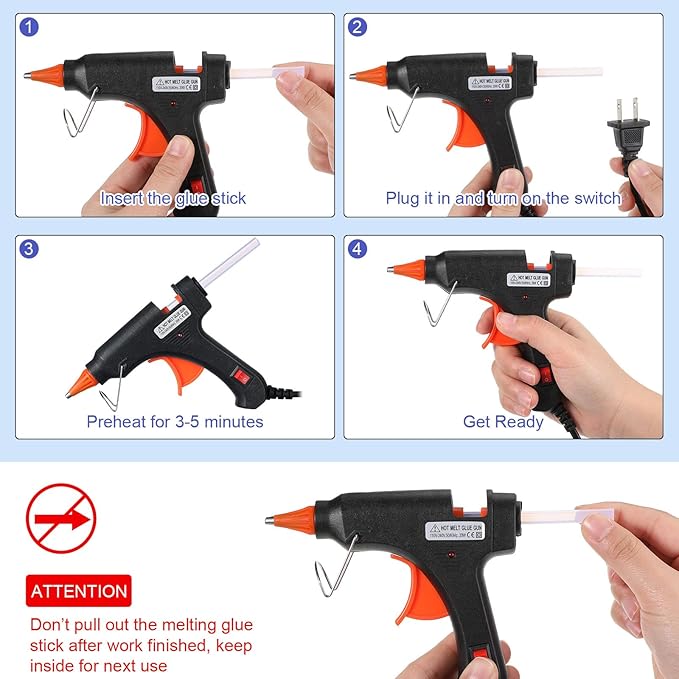 Zhengmy 12 Pcs Mini Glue Gun Crafts Hot Melt Guns Low Temp Glue with Burn Protection Fast Preheating and Easy Squeeze Trigger for School DIY Arts Class Projects Home Quick Repairs, 20 W (Black)