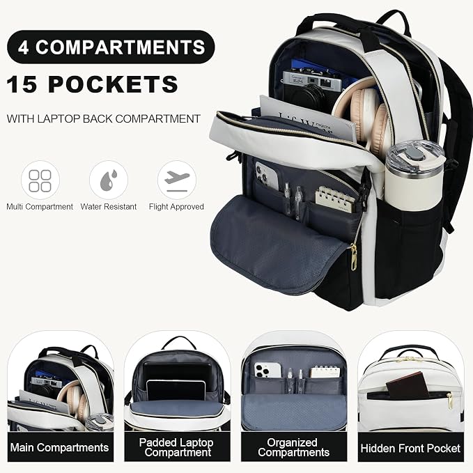 VANKEAN 17.3 Inch Laptop Backpack for Women Large Capacity | Waterproof Backpacks Stylish Travel Bags Casual Daypacks for College, Business