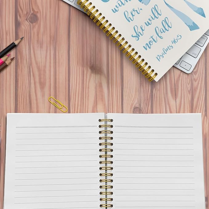 JKMBN Blue Bow Christian Bible Verse Notebook, Cute School Supplies