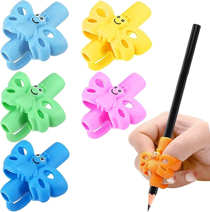 Pencil Grips for Kids Handwriting, 6 Pack Ergonomic Children Writing Aid, Training Posture Correction Tool, Pen Gripper, Cute Butterfly Shape Design for Kids and Preschoolers