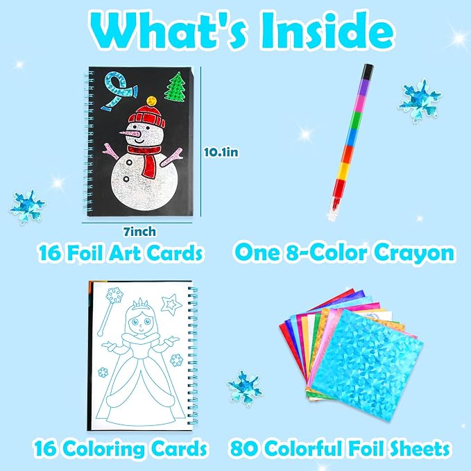 FUNNYB&G Mess-Free Foil Art Craft for Girls Ages 4-10, Kids Birthday Gift