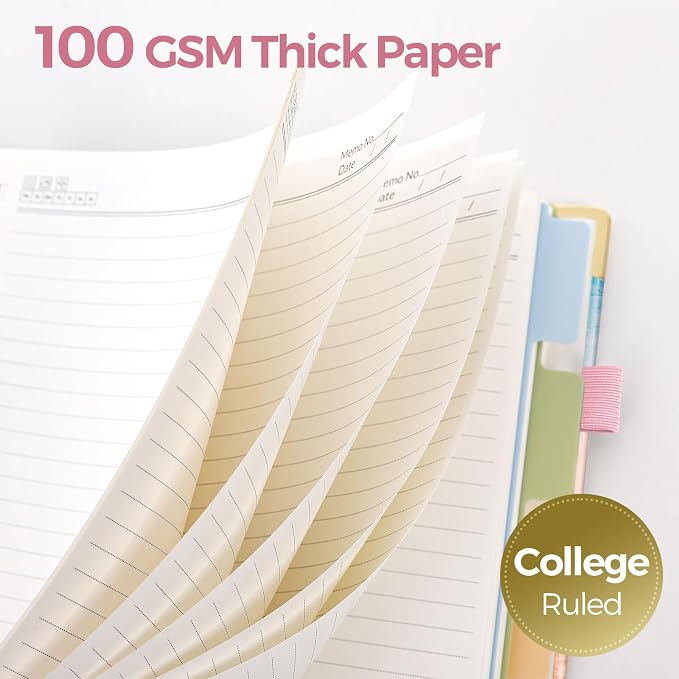 SKYDUE Sprial Notebook With Dividers Tabs, 5 Subject Notebook College Ruled
