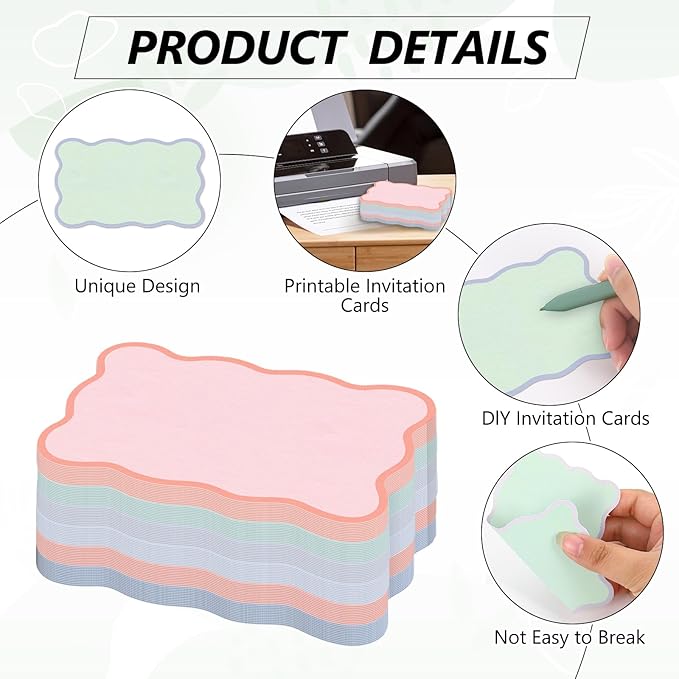 Whaline 120 Pack Pastel Index Cards 3 x 5 Inch Cardstock Flashcard Colorful Scalloped Blank Index Cards for Note-taking Studying Organizing School Office Supplies
