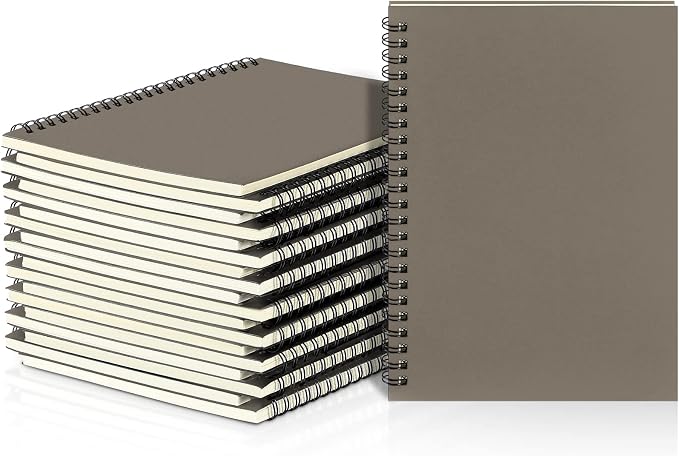 Yahenda 18 Pcs Spiral Notebooks, 1 Subject, Wide Ruled, Dark Gray