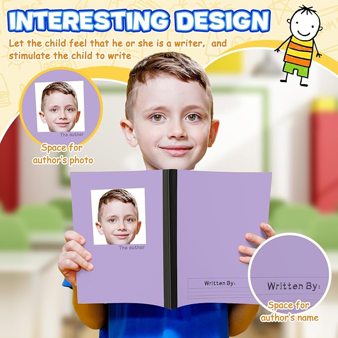 Henoyso 6 Pcs Primary Composition Notebook K-2, Wide Ruled 9.75" x 7.5" Journals, 60 Pages, Writing & Handwriting Practice for Kindergarten, 1st & 2nd Grade, Back to School Supplies (Bright Color)