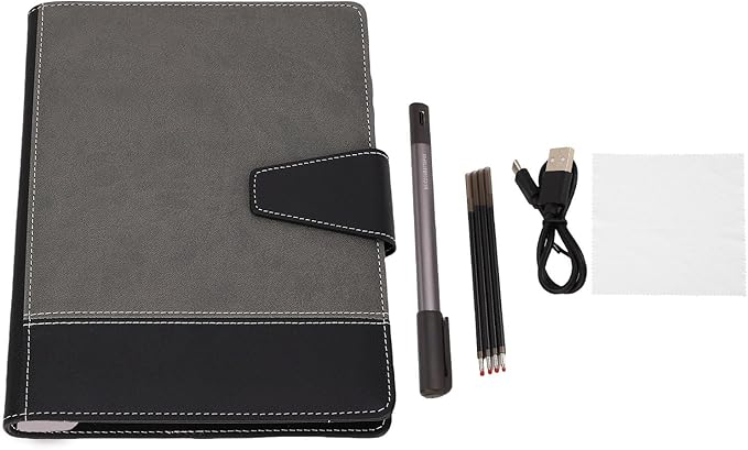Digital Smart Pen Erasable Notebook Set Reusable Writing Pad for Business Meetings, PU Material
