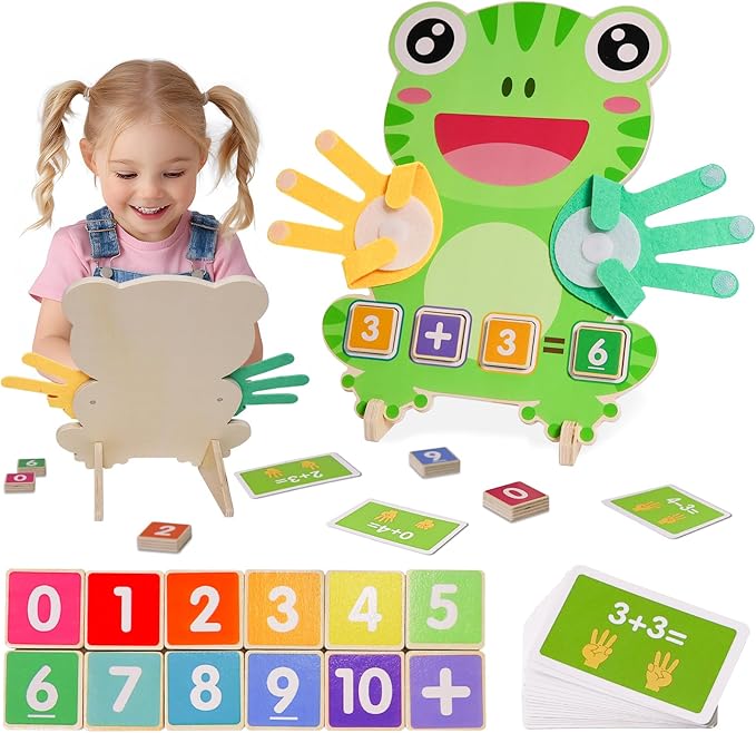 ZJEFUNS Preschool Learning Toys for Toddlers 3 4 5 Years, Finger Counting Number Blocks for Kids, Educational Math manipulatives Toys, Preschool Wood Homeschool Educational Math Toy for Boys Girls.