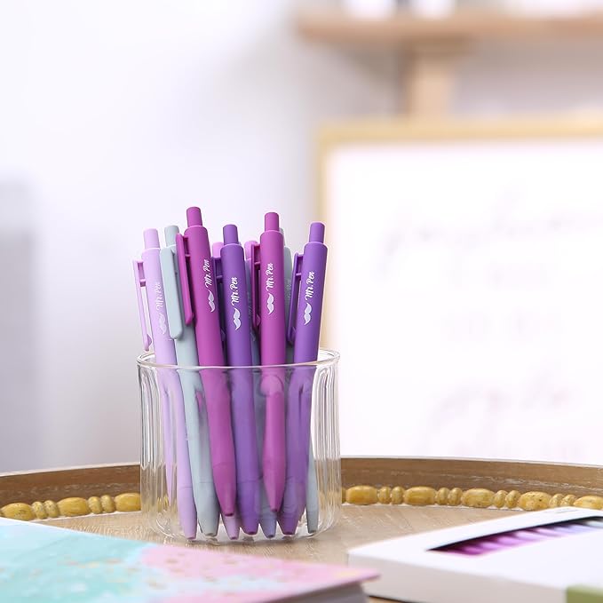 Mr. Pen- Retractable Gel Pens, 12 Pack, Black Ink, Lavender Legacy Barrel, Fine Point 0.5mm, Fast Dry, Smooth Writing, Cute Pens for Drawing, Writing Planner and School Supplies