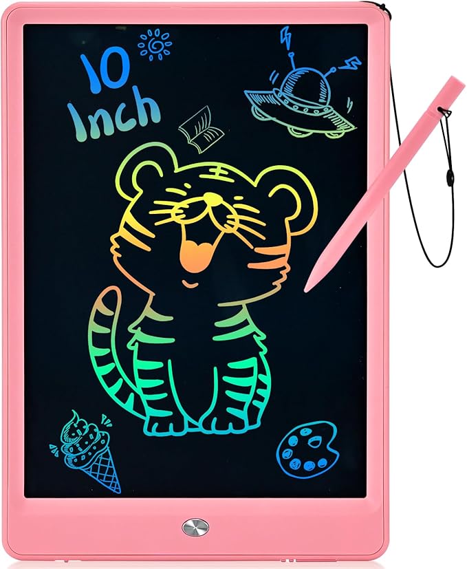 PINKCAT LCD Writing Tablet, Doodle Board Toys Gifts for 3-8 Year Old Girls Boys, 10 Inch Mess Free Coloring Books, Drawing Pad for Kids, Gifts for Toddler Christmas Stocking Stuffers Travel, Pink