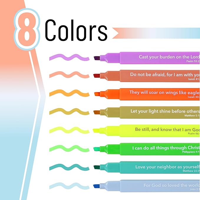 Mr. Pen- Bible Highlighters with Color-Coding System, 8 Pack, Soft Chisel Tip, Aesthetic Highlighters Assorted Colors, Fast Drying Bible Markers No Bleed Through for Journaling and Underlining
