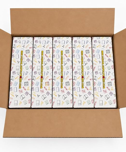 Back to School Supply Box (Case - 5 Boxes) - Grades K-5 Back to School Supplies - 32 Piece Kit Includes Markers, Crayons, Pencils, Scissors, Folders, Glue Sticks, Notebook, and Composition Book