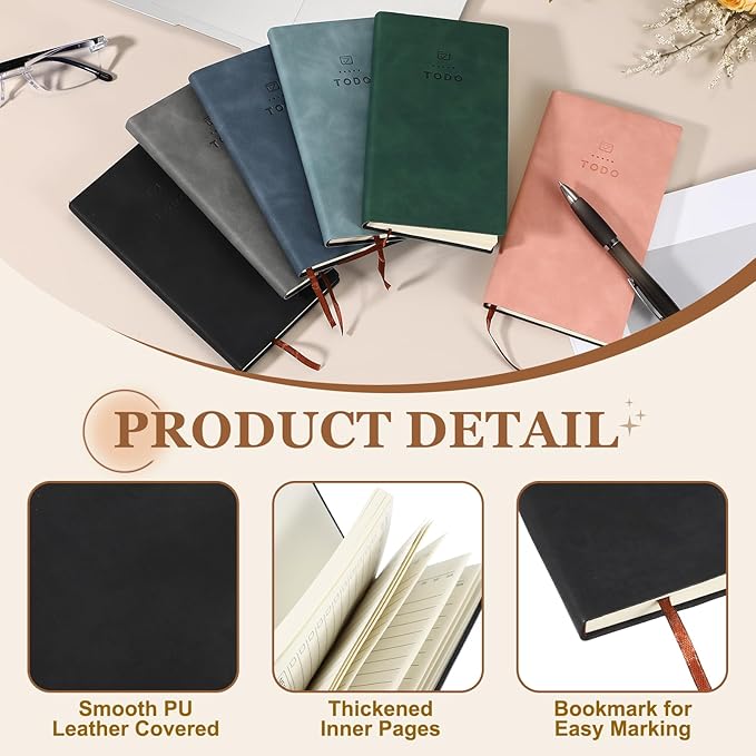PATIKIL 2Pcs Planner Notebook, A6 100 Sheets Undated to Do List Daily Weekly Monthly Goals Tracker Pocket Notebook for Office Study Time Management Fitness Weeding, Black/Dark Blue