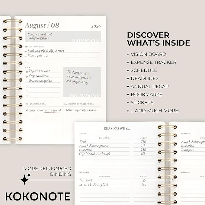 KOKONOTE Planner 2026-2027 Hokusai - Planner for Women 17 Month (Aug 26/ Dec 27) | Weekly & Monthly Academic Planner 2026-2027 | 6.4" x 7.9" | Hardcover Agenda 2026 | Thick paper 120 g/m²