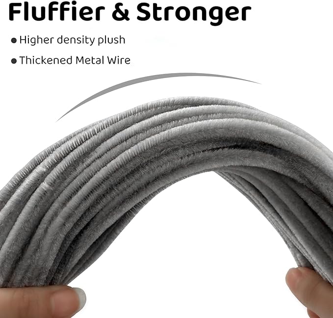 200PCS Gray Pipe Cleaners Craft Bulk,Arts Crafts,Sensory Toys,Chenille Stems Art Supplies for Projects Creative DIY Room Decor,Christmas Decorations,Fidget Toys for Ages 8-13,DIY Cute Grey Animals