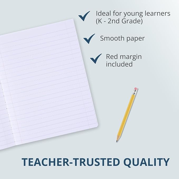 Roaring Spring Composition Notebooks, 5-Pack, Grade 2 Ruled, 50 Sheets 15# White Paper, 9.75"x7.75", Designed for Grade 2 Classes, Practicing Writing & Penmanship, Blue Marble Flexible Cover