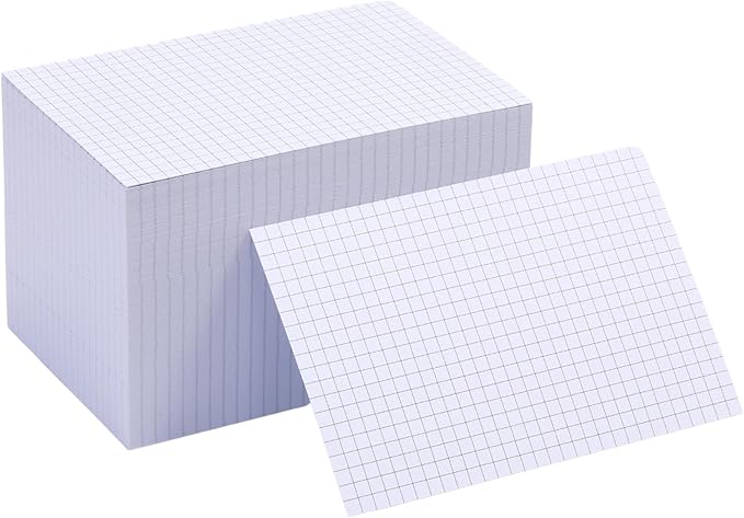 Extra Heavyweight Grid Index Cards 4x6 Inch 92lb Weight Double Sided Graph Ruled Notecards Thick Flash Cards for Note-Taking, Studying, and Organization, Ideal for School, Home and Office - 300 Count