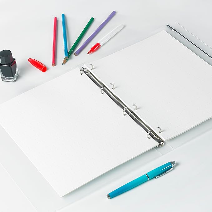 A4 Dot Grid Paper 290x210mm - 135 Sheets 100GSM Dotted Notebook Refill - 4-Hole Punch for A4 4-Ring Binders & Lever Arch Files - 5mm Spacing for Bullet Journals, Notes & Sketching