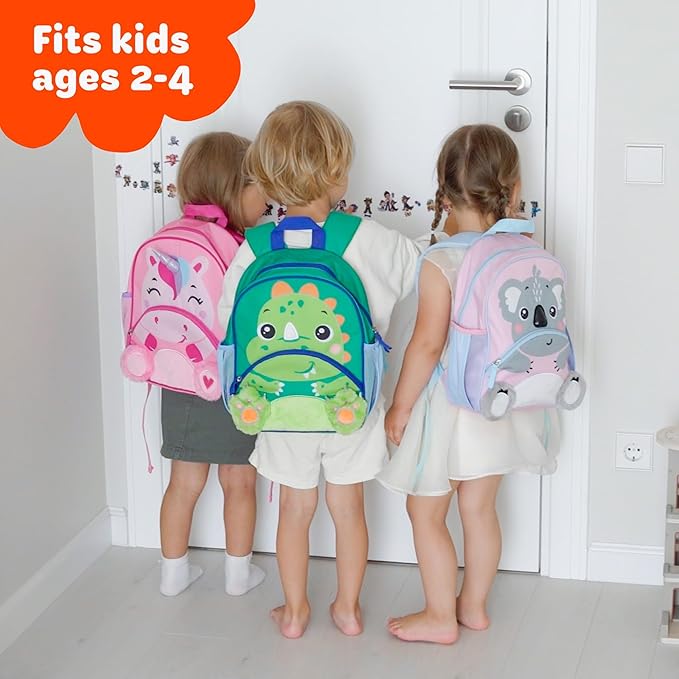 Move2Play, Dinosaur Toddler Backpack | Toddler Size | Back to School | Preschool Backpacks For Kids | Kindergarten Book Bag | Small, Little, Mini Size | Designed for Boys & Girls Ages 2, 3-5+ Year Olds