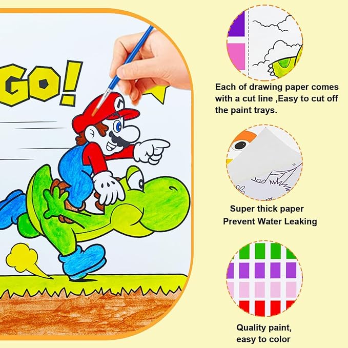 YXOTJHS Watercolor Coloring Book, Paint with Water Books for Kids - Mess Free Coloring for Toddlers, Magic Paint Set - Arts and Crafts for Girls Ages 4-8 - Travel, Stocking Stuffers