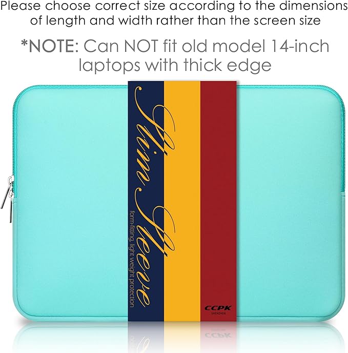 CCPK Laptop Sleeve Case for MacBook Pro 14 inch Mac Air 13 inch M4 M3 M2 M1 Compatible with Hp Lenovo Dell ASUS Computer Laptop Sleeve Bag Protective Carrying Case Cover 13-14 inch Accessories, Mint