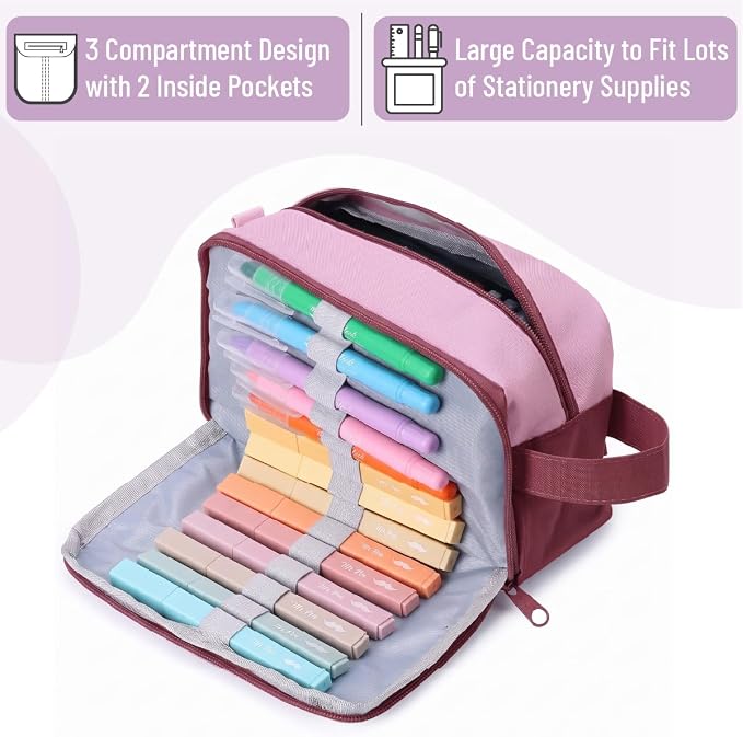 Mr. Pen- High Capacity Pencil Case, Large Pencil Pouch with 3 Compartments and 2 Pockets, Large Pencil Bag with Smooth Zipper, Cute Pencil Case Pouch Organizer, School Supplies for Teens