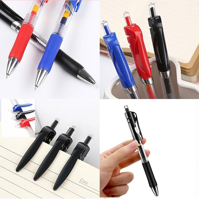 50 Pcs Black Ink Pens 0.5mm Fine Point Gel Pens with Super Soft Grip Ball Point Pen Retractable School Office Supplies（20 Black, 15 Red, 15 Blue）