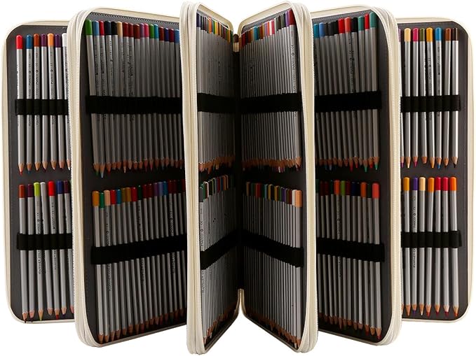 Portable Colored 480 Individual Slots Pencil case Organizer with Shoulder Strap Printing Pattern for Watercolor Pens or Markers, Pencil Case Organizer for Artist