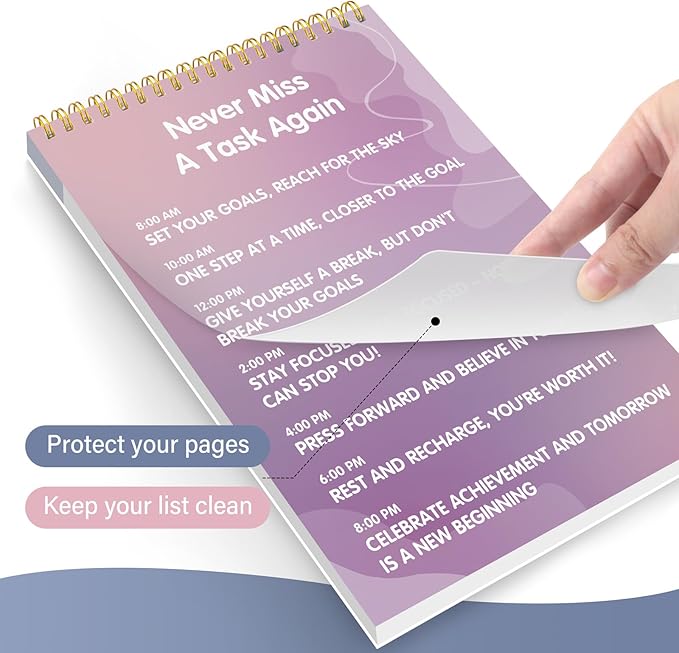 GOLDPEI To Do List Notepad - Daily Planner Notepad Undated 52 Sheets Tear Off, 6.5" x 9.8" Checklist Productivity Organizer with Hourly Schedule for Tasks