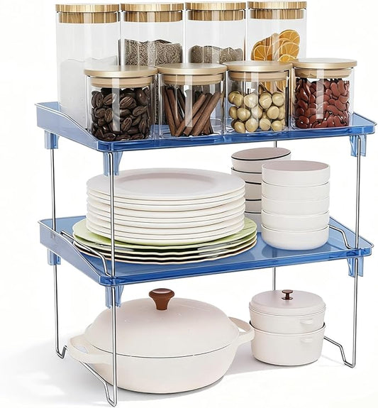 STARLATTA Acrylic Cabinet Organizer Shelf,4 Pcs Stackable Kitchen Counter Shelves,Spice Rack,Countertop Organizers,Clear Plastic Storage Organization for Makeup, Bathroom,Cupboard,Desk,Pantry