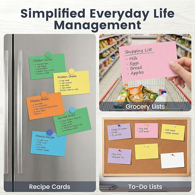 300PCS Colored Index Cards, 3x5 Inch Flash Cards Study Heavy Notecards for Studying School Office Learning Memo Scratch Pad, 8 Colors Notecards