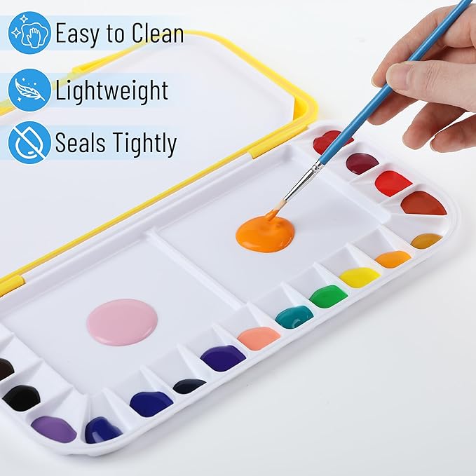 Mr. Pen- Airtight Watercolor Palette with Lid, 18 Wells & 2 Mixing Areas, Lightweight Sealing Paint Palette for Travel, Painting, Watercolor Mixing, Art Class and Studio Use