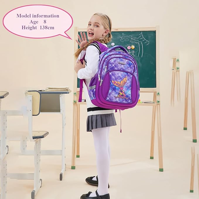 Cusangel Kids Backpack for Girls Preschool Elementary Kindergarten Mermaid School Bag 15.6″ Multifunctional Cute Large Capacity