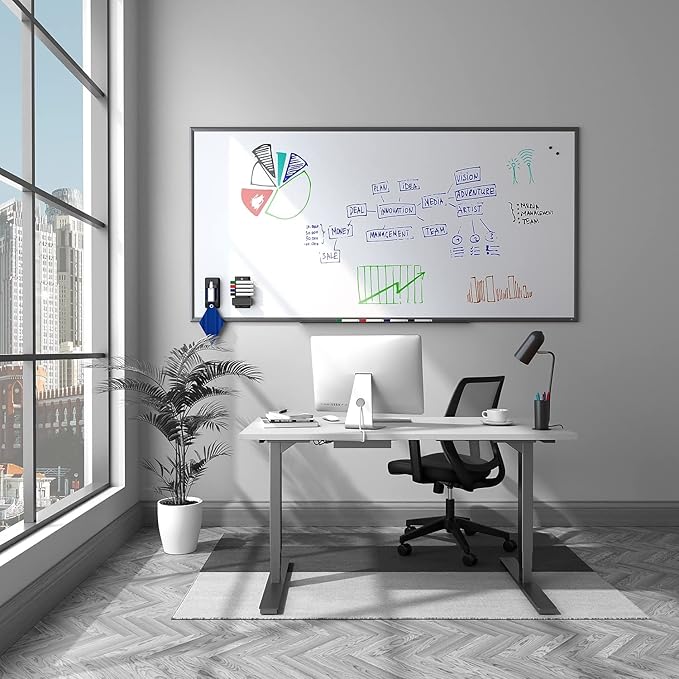 Staples TRU RED Magnetic Porcelain Dry Erase Board, Gunmetal Frame, 8-ft x 4-ft (TR61188)