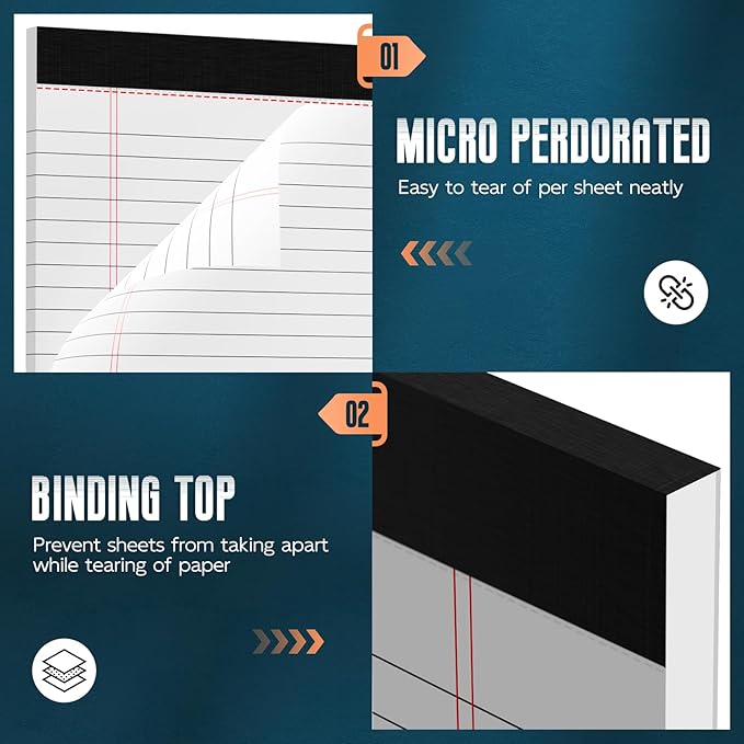 Note Pads 8.5"x 14", 10 Pack Legal Pads 8.5 x 14 White, Notepads 8.5 x 14 Wide Ruled Legal Pad, Micro Perforated Lined Writing Pads, 30 Sheets Per Note Pad, Notepads for Work/School/Office