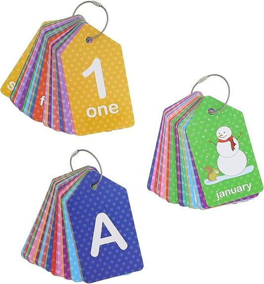 Laminated Number Flash Cards - Ring-Bound Alphabet & Number Set - Portable Toddler Flash Cards - Interactive Preschool Learning Activities - Multicolor, 3-Pack, 78 Count