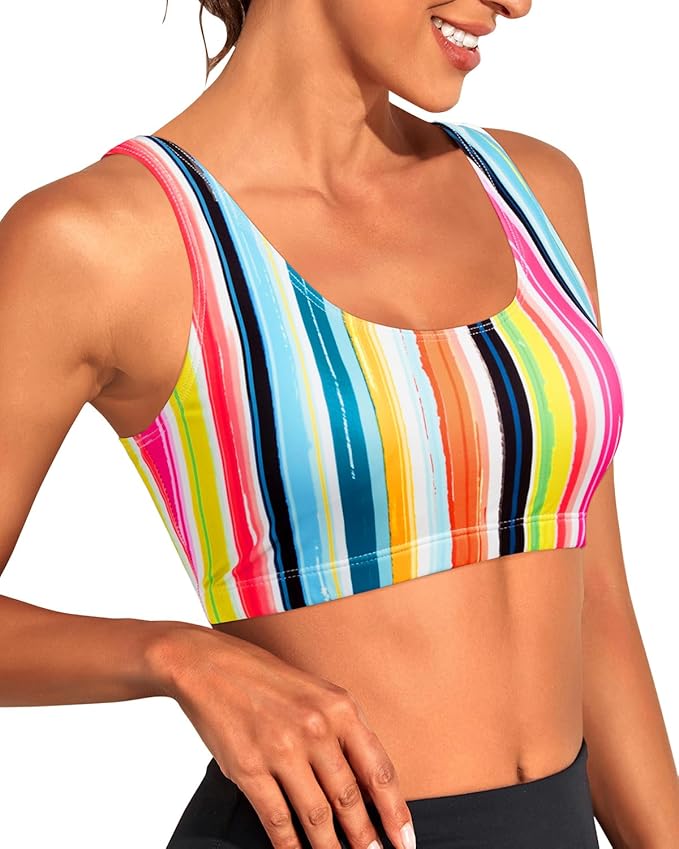 Tempt Me Women Sports Bra Bikini Top Push Up Scoop Neck Bathing Suits Top Padded Swim Crop Tops Only