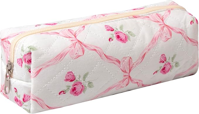 Pencil Case Office College School Storage Bag Pouch Holder Box Organizer Makeup Pouch Cosmetic Bag Aesthetic Cute Pen Case for Girls Boys Kids (Pink butterfly)
