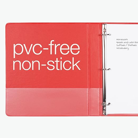 Oxford 1 Inch Binder, Durable 3 Ring 1 Inch with View Cover, XtraLife Hinge, Non-Stick PVC-Free, Red, 225-Sheet Capacity, Single Binder (1017671)