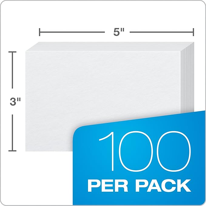 Oxford Blank Index Cards, 3" x 5", White, 100 Per Pack (40150-SP)