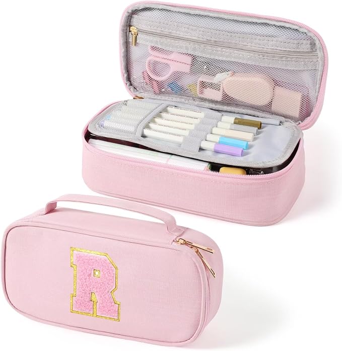 YOOLIFE Pink Pencil Case for Girls, Pencil Pouch Bag, Aesthetic Pen Pouch School Supplies for Teen Girls, R (Pink)