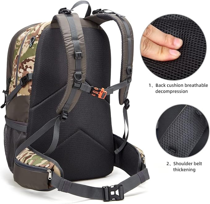 SPEEDPARK 40L Hiking Backpack, Lightweight Camping Daypack with Rain Cover | Water-Resistant Rip-Stop Nylon, Multi-Pockets, Survival Whistle. Ideal For Men, Women, Travel, Trekking