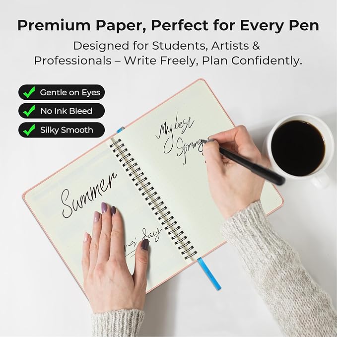 Planner 2026-2027 Daily Weekly and Monthly,11.5"x8.5",18 Months Spiral Bound Calendar Agenda with Self-adhesive Pen Holder,2026 Academic Plan with Vegan Leather Soft Cover,Pink