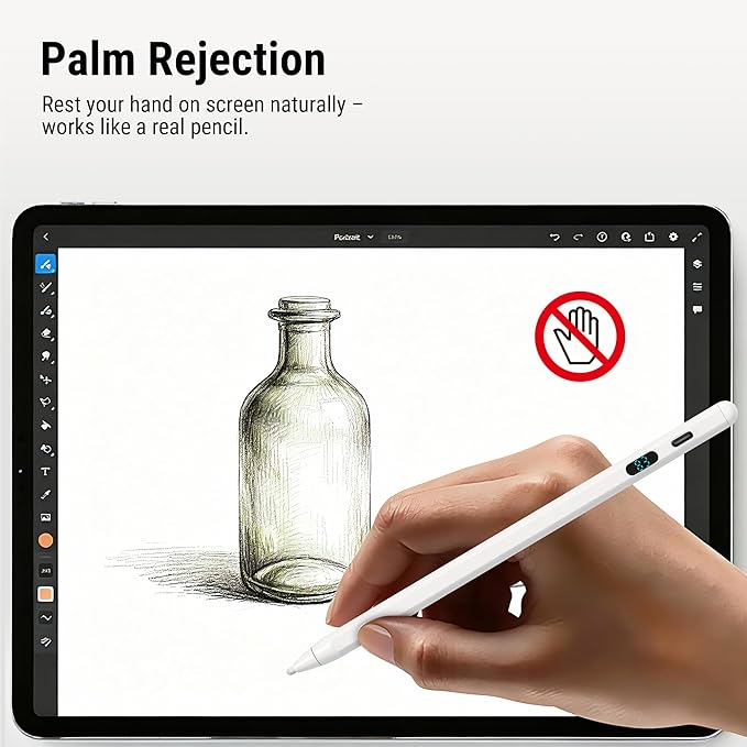 2-in-1 Stylus Pen for Touch Screen + LED Power Display, Dual OS Active Pencil for iPad iPhone Android Samsung Tablet, Tilt Sensitivity for Drawing,Fast Charge, Digital Pencil Compatible with Switch